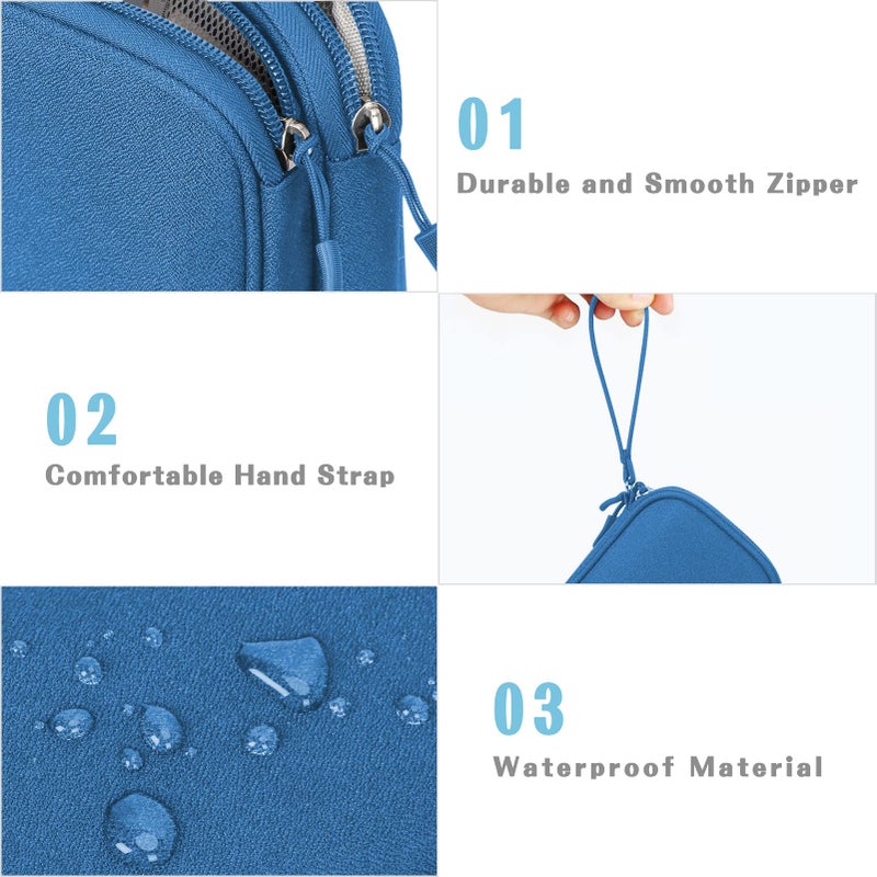 FYY Electronic Organizer  Travel Organizer Bag Pouch  Electronic Accessories Carry Case  Portable Waterproof Double Layers All-in-One Storage Bag for Cable  Cord  Charger  Phone  Earphone  Cyan - Image 4